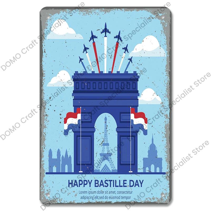 Vintage Paris City of Love Bastille Day Metal Tin Sign  French Wall Decor for Cafe Living Room Home  Retro Poster Plaque for Uni