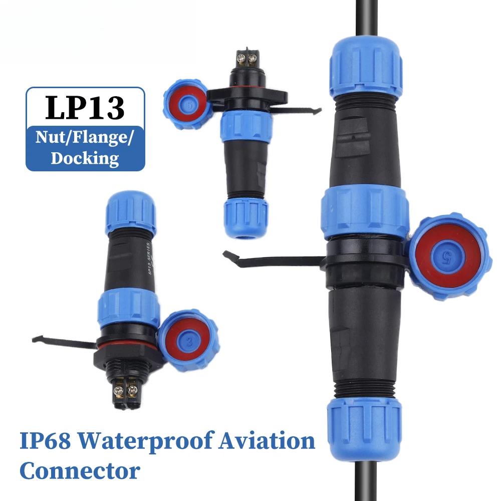 

LP/SP13 1 Комплект Авіаційних Роз ємів IP68 Водонепроникний 2/3 Контактний Гайка/Фланець/Док-станція Штекер та Гніздо Панельне Кріплення Безпайковий 1 set&2P