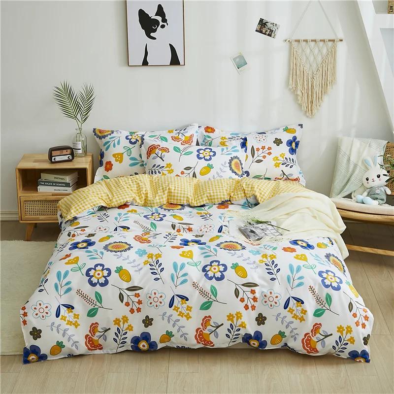 White Green Botanical Floral Duvet Cover Set Queen Reversible Gold Paisley Pattern Bedding Set Soft Microfiber Comforter Cover