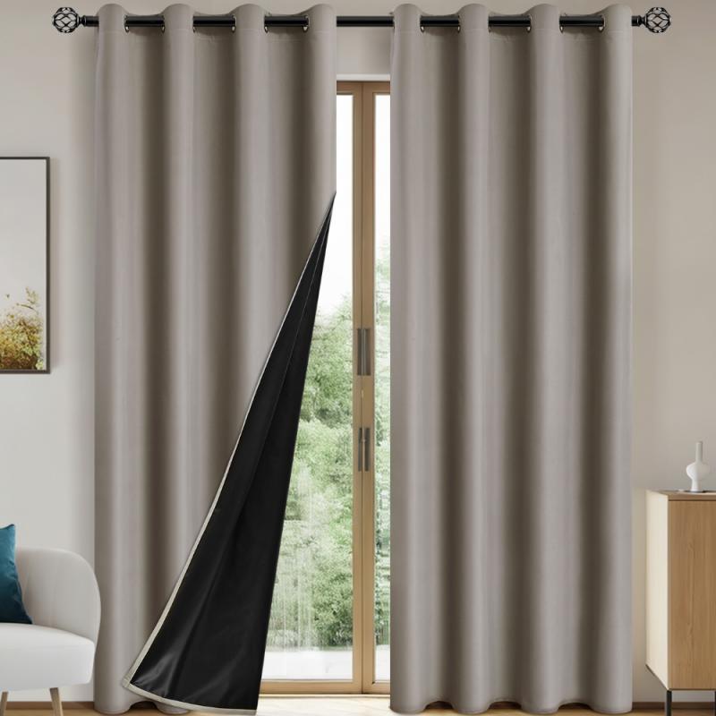 1PC Total Privacy Safe and Odorless Curtains for Living Room and Bedroom Solid Blackout Curtains with Grommets