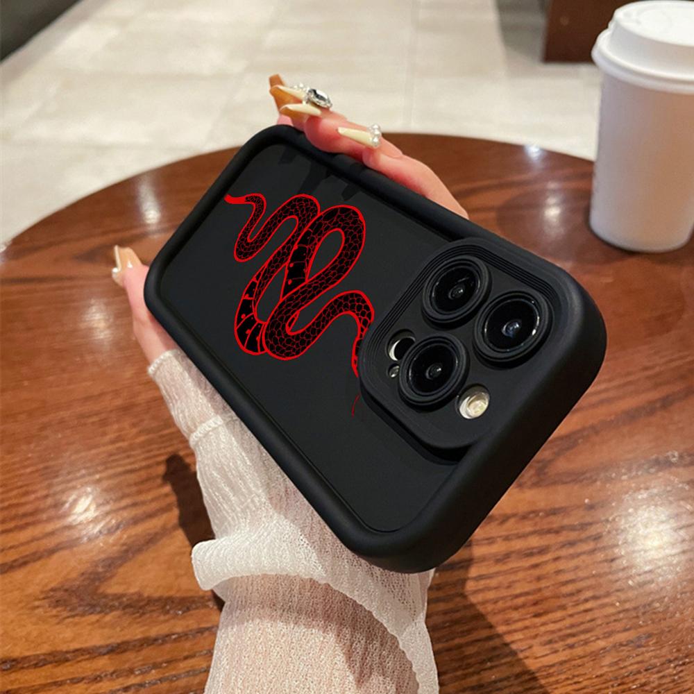 N73 Black Gold Snake Design Soft Angel Eyes Phone Cases for iPhone 15 14 12 11 Pro Max 13 mini 7 8 6S Plus XS Max XR SE Shockproof Bumper Cover