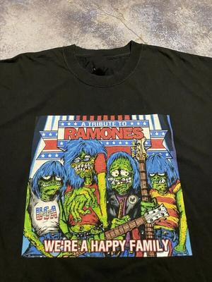 A Tribute To Ramones We're a Happy Family Vintage T-Shirt Tops Tees Men's Women's