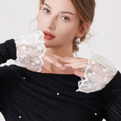 Stickerei Spitze Blume Armstulpen Bequeme Elastische Armbekleidung Handgelenkmanschetten Ärmel für Frauen Lässige und Formelle Anlässe