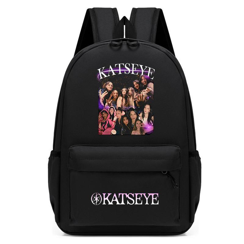 60123-8 Mochila Unissex para Meninos e Meninas KATSEYE Estampada Mochila de Estudante Escolar Impermeável Leve