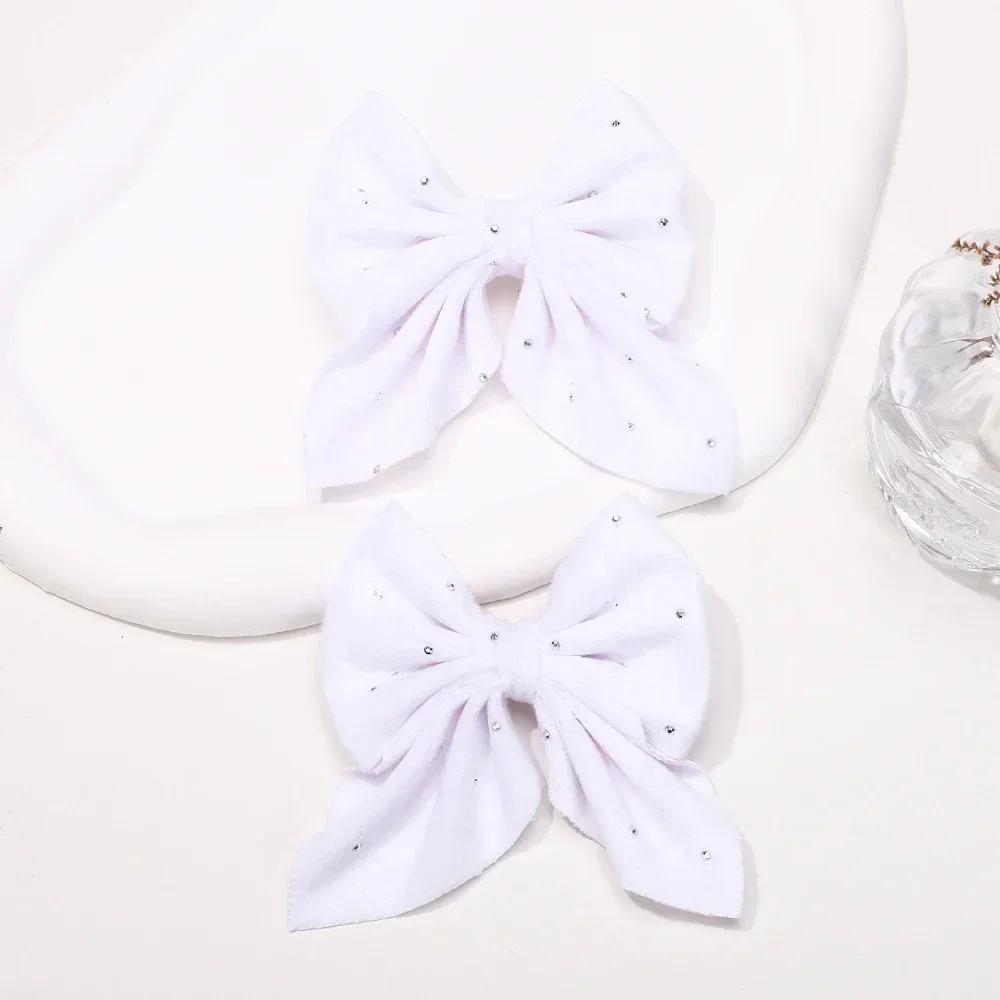 BABY BOWS 2Pcs Starry Dots Red Velvet Bow Hair Pins Hair Clips Kids Girls Lovely Barrettes Ponytail Holder Headwear Accessories