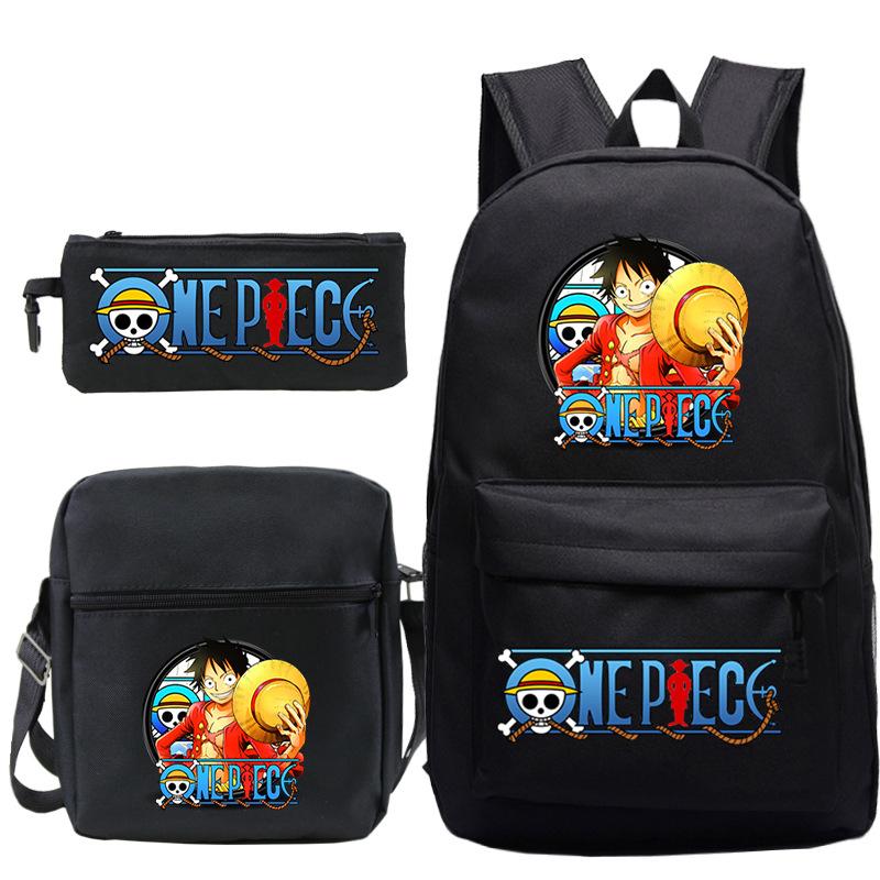 Cartoon Printed Teen Backpack Men's and Women's Student School Bag Three-piece Combination