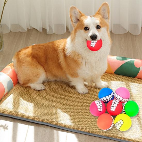 Teeth Ball Dog Chew Toy Bite Resistant Squeaky Ball Pet Interactive Toy Small Medium Large Dogs Teething Cleaning Ball Toy