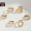 6Pcs/set Gold Color Geometric Chunky Open Rings Set for Women Exaggerated Metal Smooth Adjustable Finger Ring Jewelry Gifts New