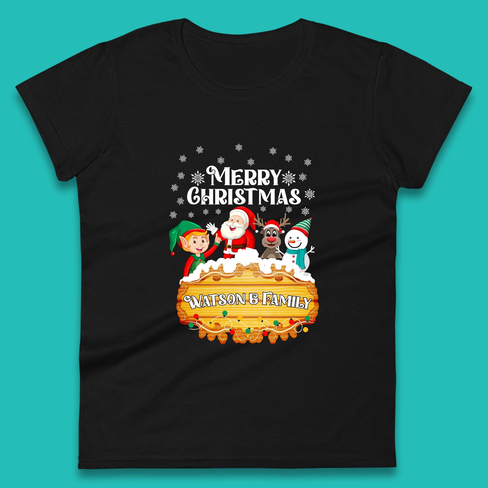 Personalised Merry Christmas Watson Family Santa Claus And Friends Womens T Shirt Mens Tops Tees Unisex L