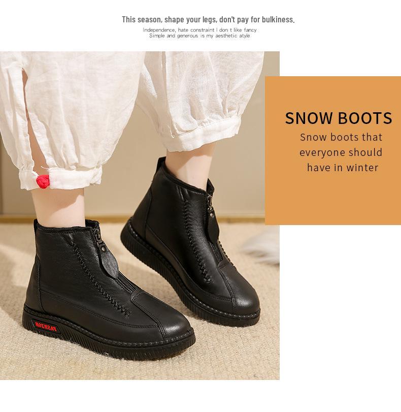 Women's High-Top Warm Velvet & Thick Cotton Shoes - Comfortable PU Sole for Middle-Aged & Elderly