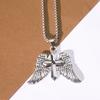 Men's Punk Retro Double Wing Cross Pendant Necklace in Stainless Steel