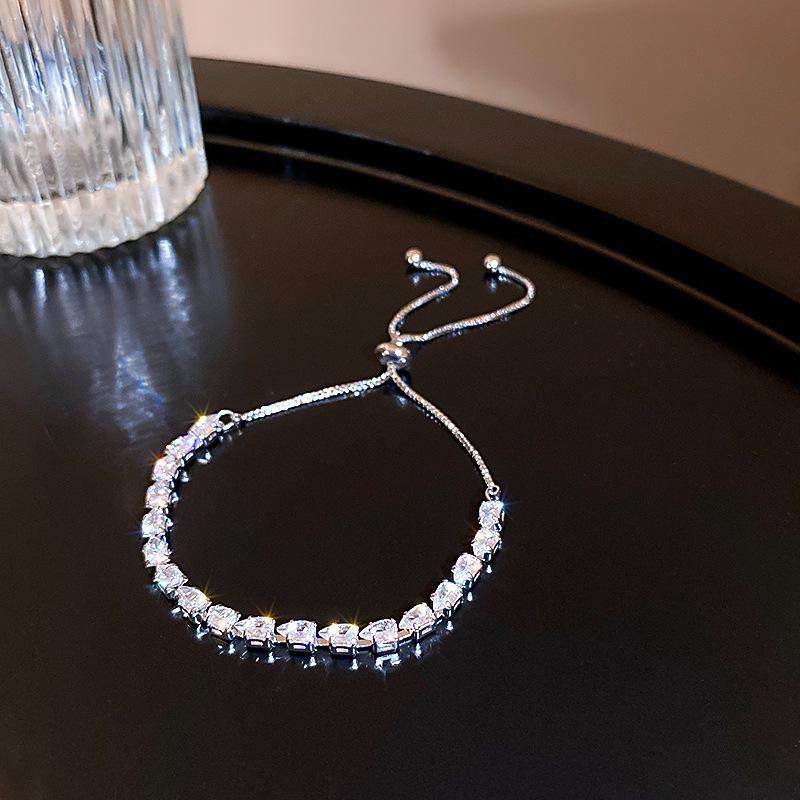 High-End Geometric Crystal Adjustable Bracelet with Luxury Drawstring Design - New Influencer Jewelry