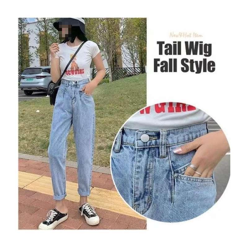 

Women s High Waist Loose Fit Carrot Jeans - Korean Style, Slimming, Ideal for Tall Figures, Autumn Collection 2026. M
