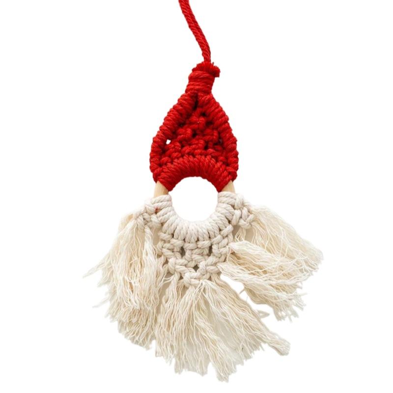 

1PC Handmade Hemp Rope Weaving Christmas Tree Pendant Santa Claus Pendant Christmas Tree Decoration Car Small Pendant