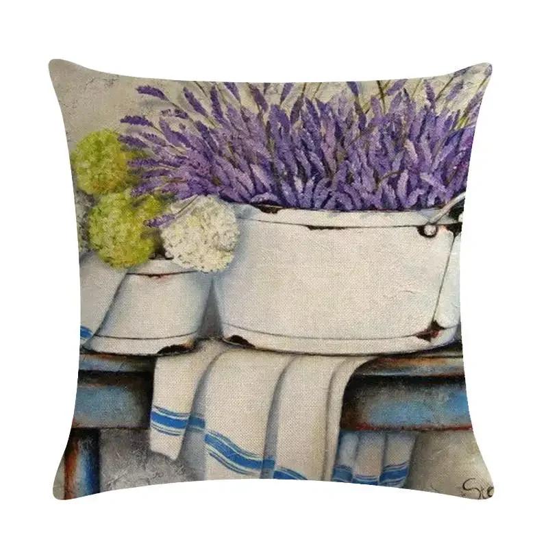 45X45Cm Decorative Throw Pillows Case Purple Lavender Flower Pillowcase Decorations Home Navidad Decor Flower Floral Decor
