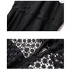 Summer New Arrival Black White Lace Chiffon Patchwork Slim-Fit Long Dress for Women Fashionable Short Sleeve Pleated Midi Dress