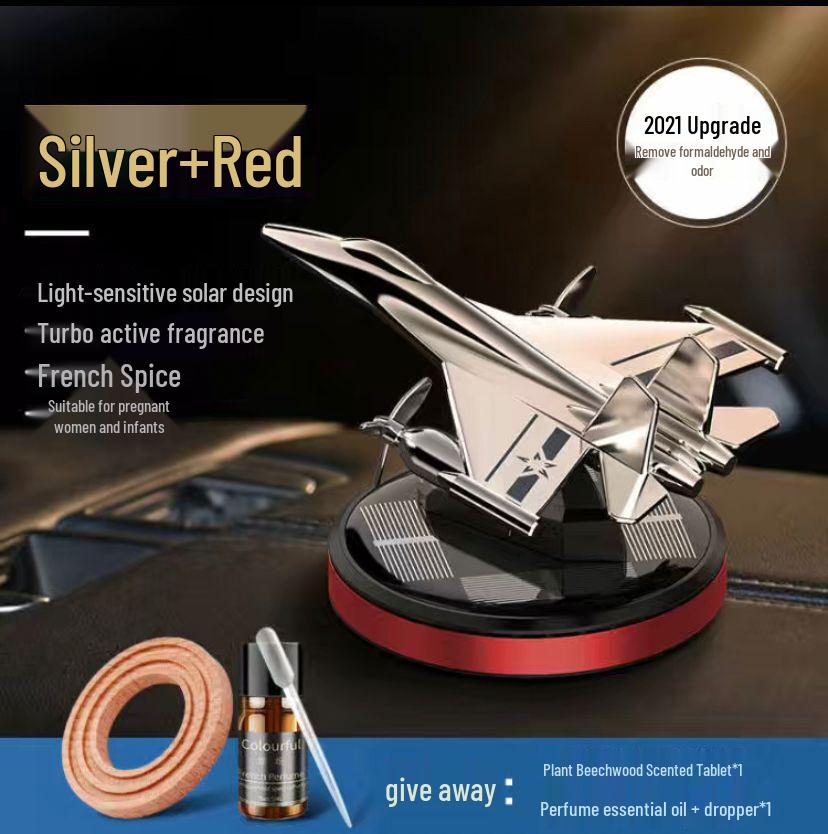 Solar-Powered Airplane Car Perfume - Innovative Men's Car Ornament for Center Console