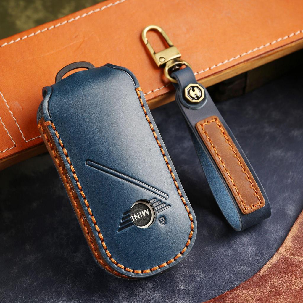 BMW Mini 2024 Genuine Leather Key Cover - High-End Protective Shell with Buckle