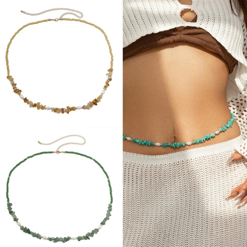 Rice Beading Waist Chain Female Body Chain Belt Belly Chain Aesthetic Body Chain Party Waist Decors Beach Belly Chain