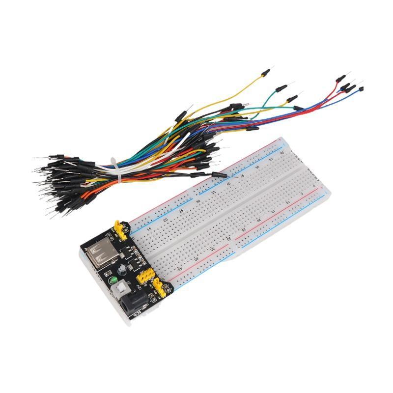 MB-102 Breadboard Kit with Jumper Wires Power Module DC Adapter for Engineering Student DIY Circuit Testing