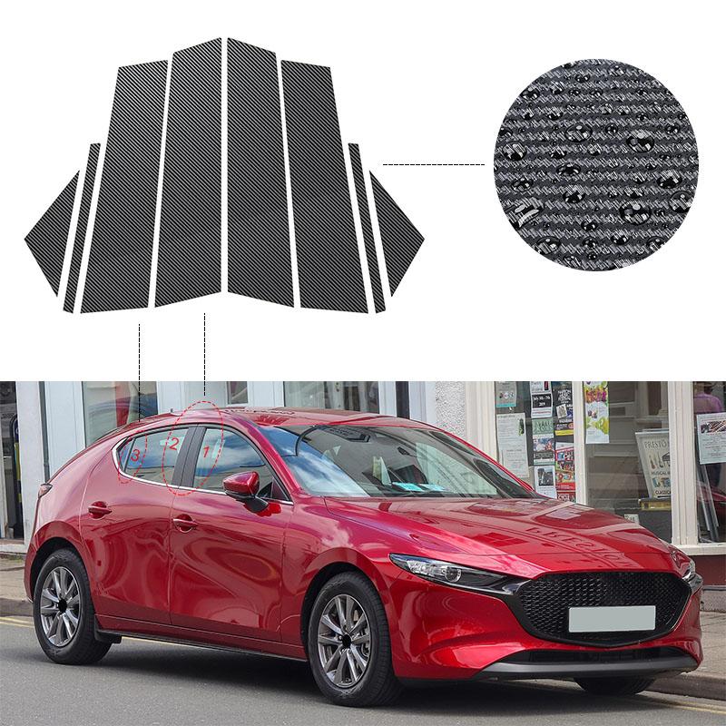 Autocollants de revêtement d'habillage de porte de poteaux de voiture, 8 pièces, pour Mazda Axela 2019 2020 2021 2022 2023, accessoires de style en Fiber de carbone