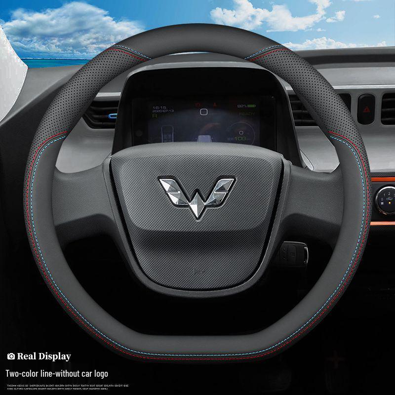 Wuling Steering Wheel Cover: Genuine Leather, Universal Fit for S S1 S3 & Rongguang V Trucks, All-Season Grip