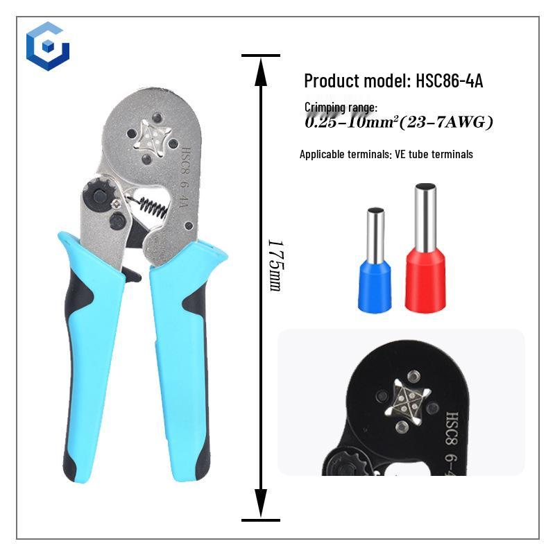 HSC8 6-4A European Ratchet Crimping Pliers Set with Manual for Labor-Saving Cold Crimping