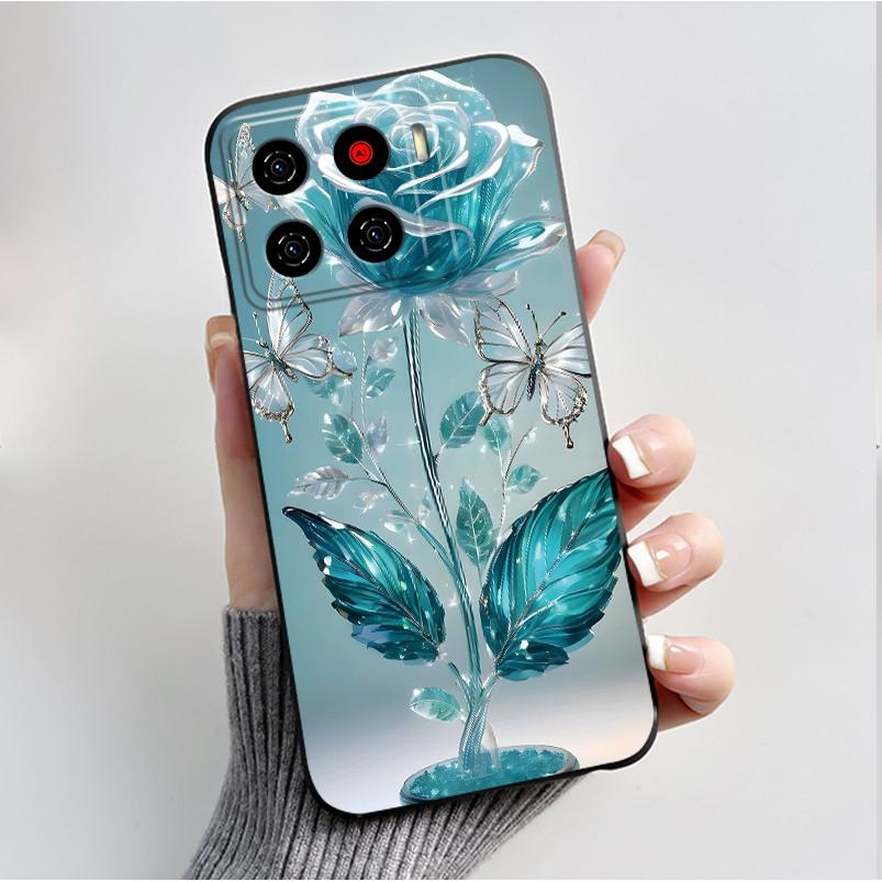 Printing Pattern Case For ZTE Blade A56 Z2473 Nubia A56 Soft Silicone Black Shell Cover For Blade A56 Pro Cute Flower Casing