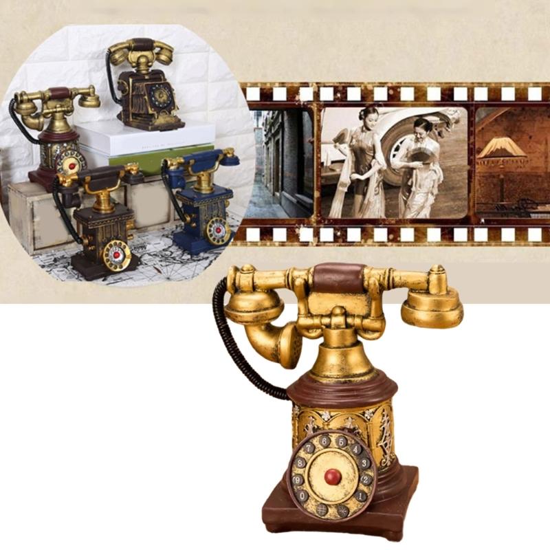 Antique Styles European Phone Replicas Ornate Craftsmanships Resins Desk Decoration For Themed Interior Display