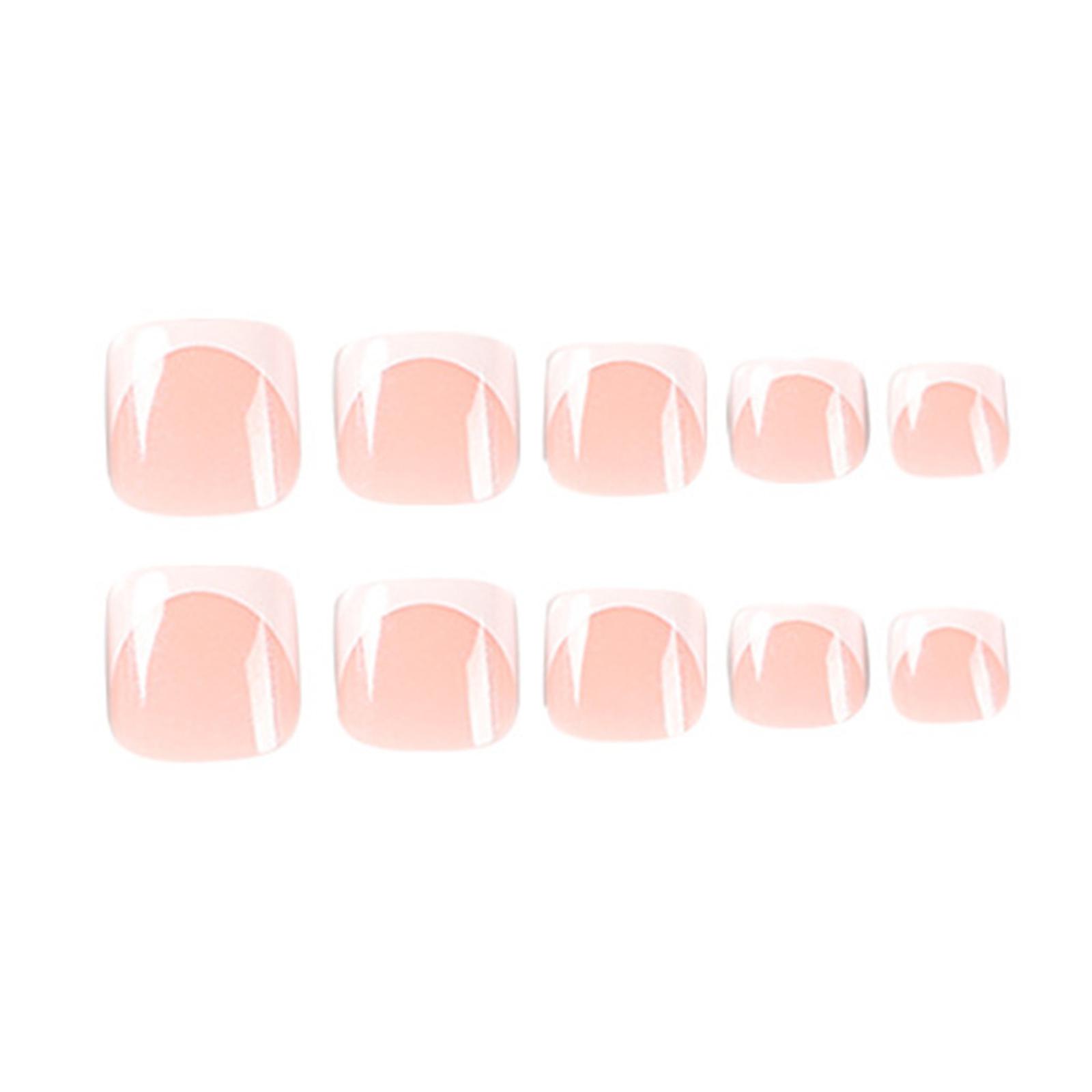 

24 шт. простых белых французских искусственных ногтей на ногах, блестящие стразы, накладные ногти на ногах, носимые короткие плоские накладные ногти на ногах