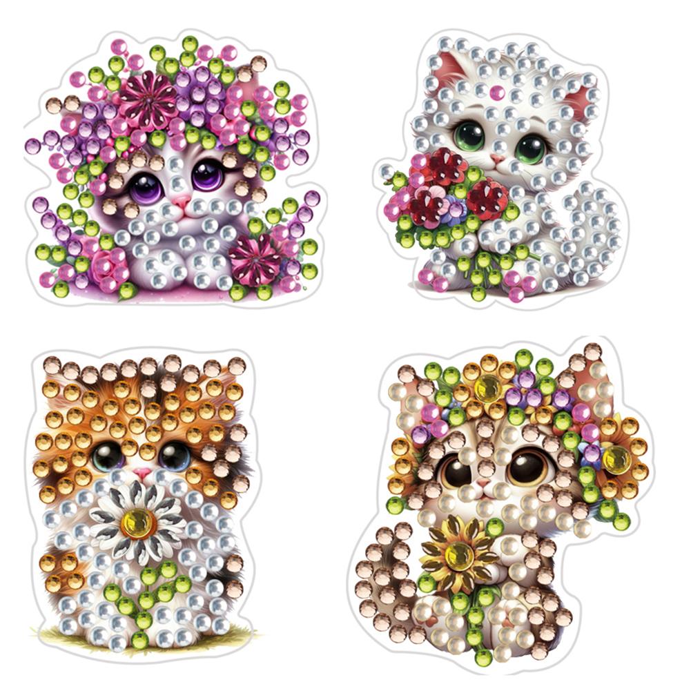 Flowers Animal 4pc/Sets DIY Diamond Car Air Freshener for Adults Beginners Paint Craft Supplies Car Air Conditioning Outlet Clip