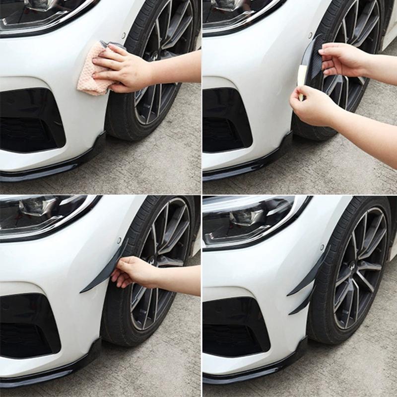 6pcs Universal Rubber Car Front Bumper Lip Protector Rear Diffuser Black Carbon Fiber Spoiler Splitter Wing Protection Guard