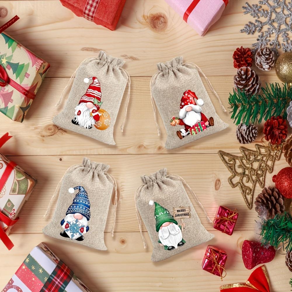 12pcs Christmas Burlap Gift Bags, Linen Drawstring Bag Set for Holiday Party Gifts and Jewelry Storage. Suitable for Christmas Party Supplies