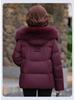 Premium Winter Hooded Short Down Jacket for Middle-aged and Elderly Women with Fox Fur Collar