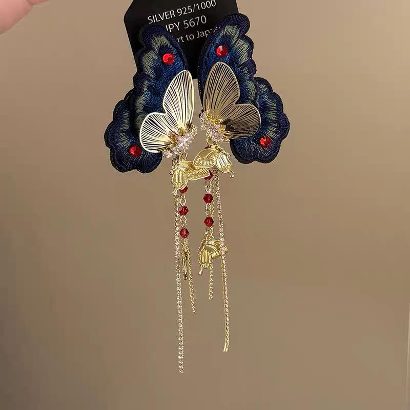 Silberne Nadel Strass Blume Quaste Brautohrringe, Vielseitige Ohrstecker für Damenmode.