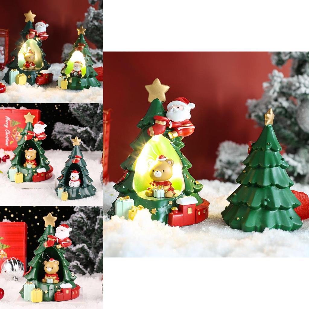Christmas Star Night Light Cartoon Snowman Resin Figurine For Children Girls