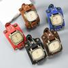 Retro Punk Hip-Hop Style Men'S Quartz Watch - Rivet Cowhide Leather Strap, Adjustable Hand-Stitched
