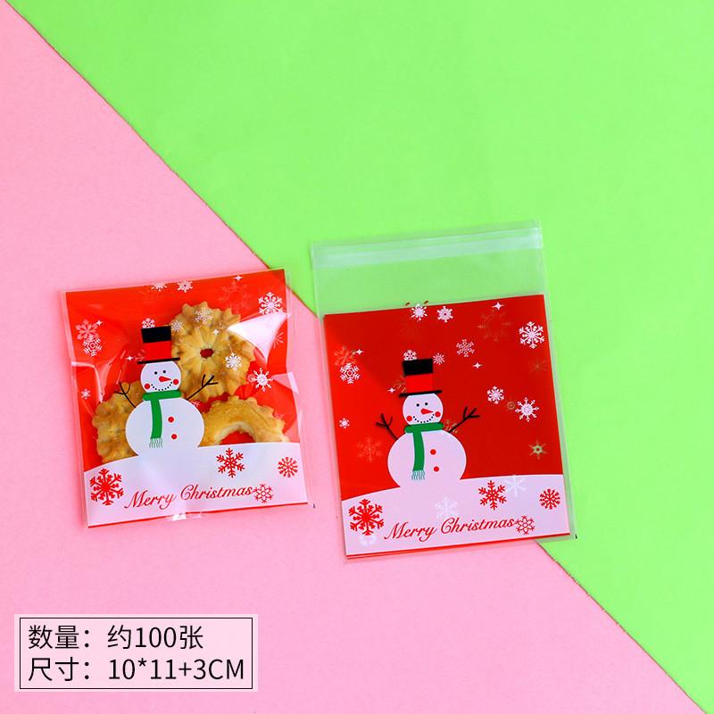 100Pcs 10x10cm Christmas Series Cookie Biscuit Candy Snack Plastic Self-adhesive Xmas Party Gift Bags