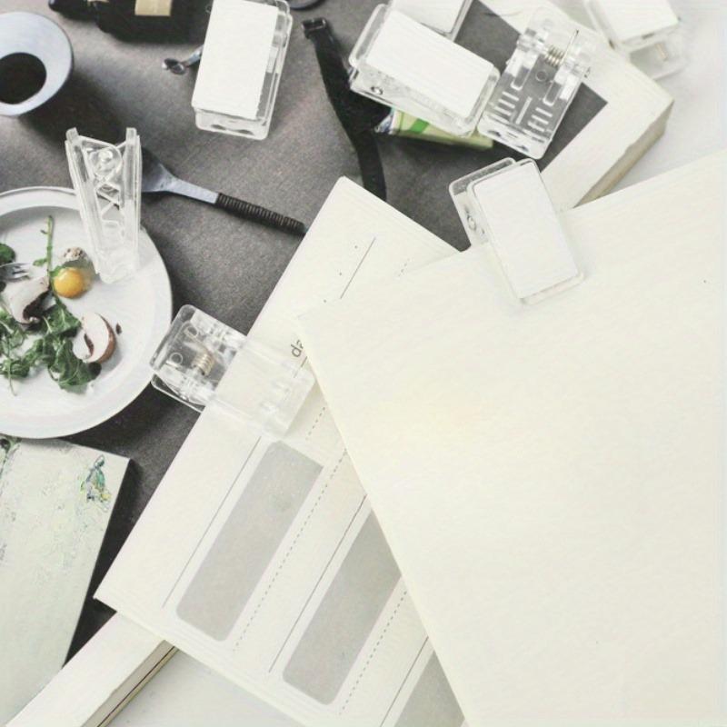 10Pcs Clip Stationery Accessories Plastic Clip Transparent Small Clip with Glue File Manual PP Clip Photo Clip