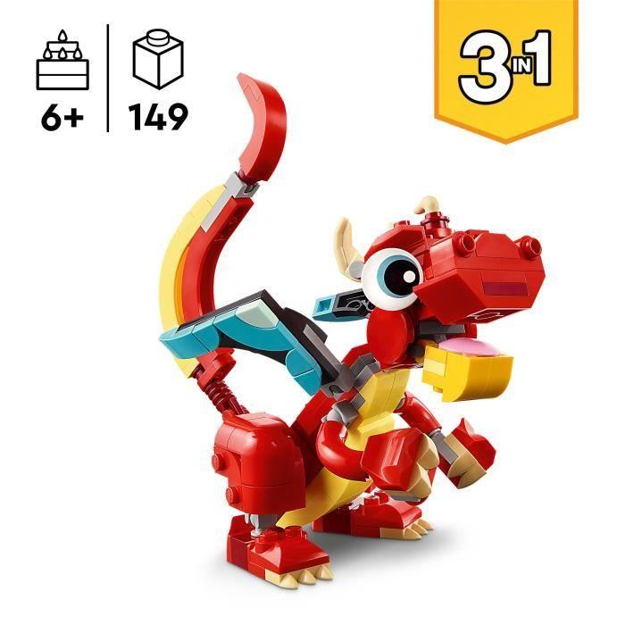 LEGO® 31145 Creator 3-in-1 De Rode Draak; Speelgoed met 3 Dierenfiguren, waaronder een Rode Draak, een Vis en een Feniks