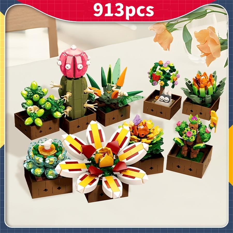 Non-Toxic New Creative Romantic Flower Building Block Eternal Flowers Bricks Model Home Wall Decoration Birthday Halloween Christmas Gifts