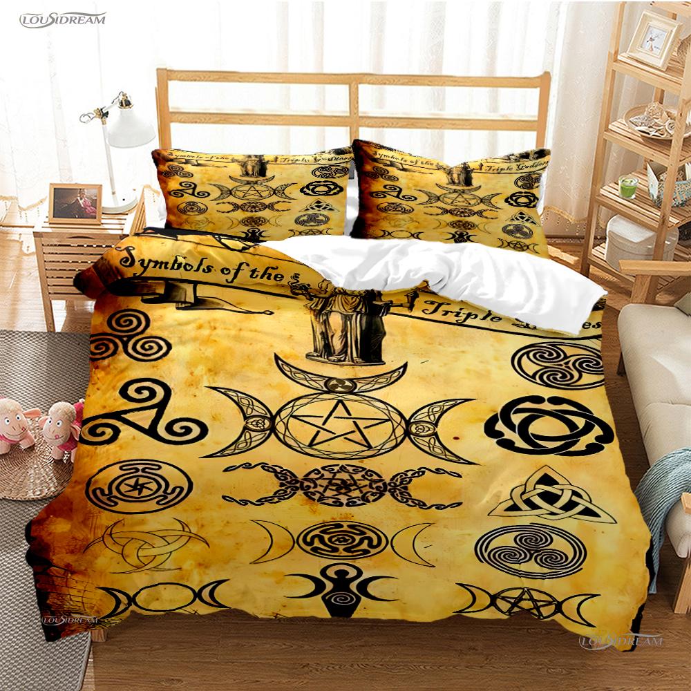 

Triple Moon and Pentagram All Season Duvet Cover Comforter Bedding Set Soft Quilt Cover and Pillowcases Single/Double/Queen/King EU Twin 135x200cm