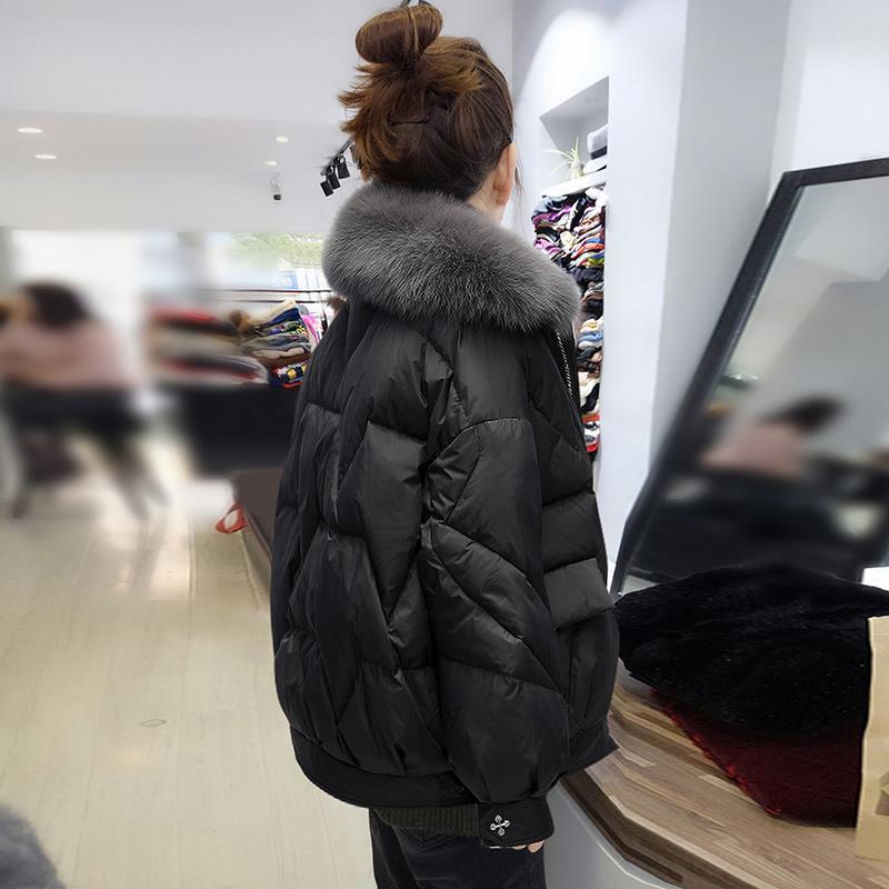 Autumn Winter Women's Thickened Collar Cotton Jacket Loose with Long Sleeve Coat