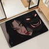 Japanese Samurai Oni Mask Girl Door Mat Bath Microfiber Decorative Versatile Flannel Floor Mat Quick Dry Absorbent Non-slip Sole