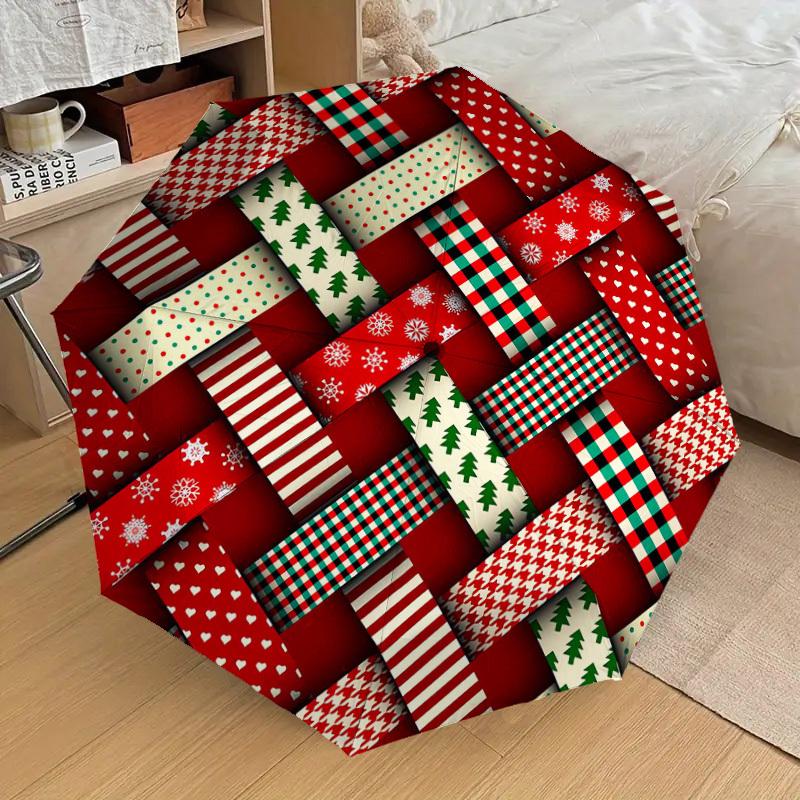 1pc Christmas, Plaid Pattern Umbrella  Automatic Opening and Closing Umbrella, High quality Umbrella, Ideal Gift for Her 218