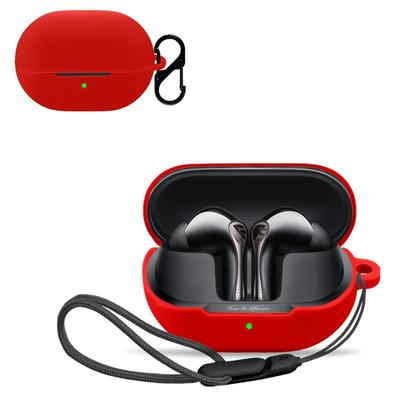 Capa Protetora de Silicone para Fone de Ouvido Sem Fio NOUKAJU para Air5 Pro Plus com Mosquetão e Carregamento e à Prova de Poeira (Vermelho) - Correia,