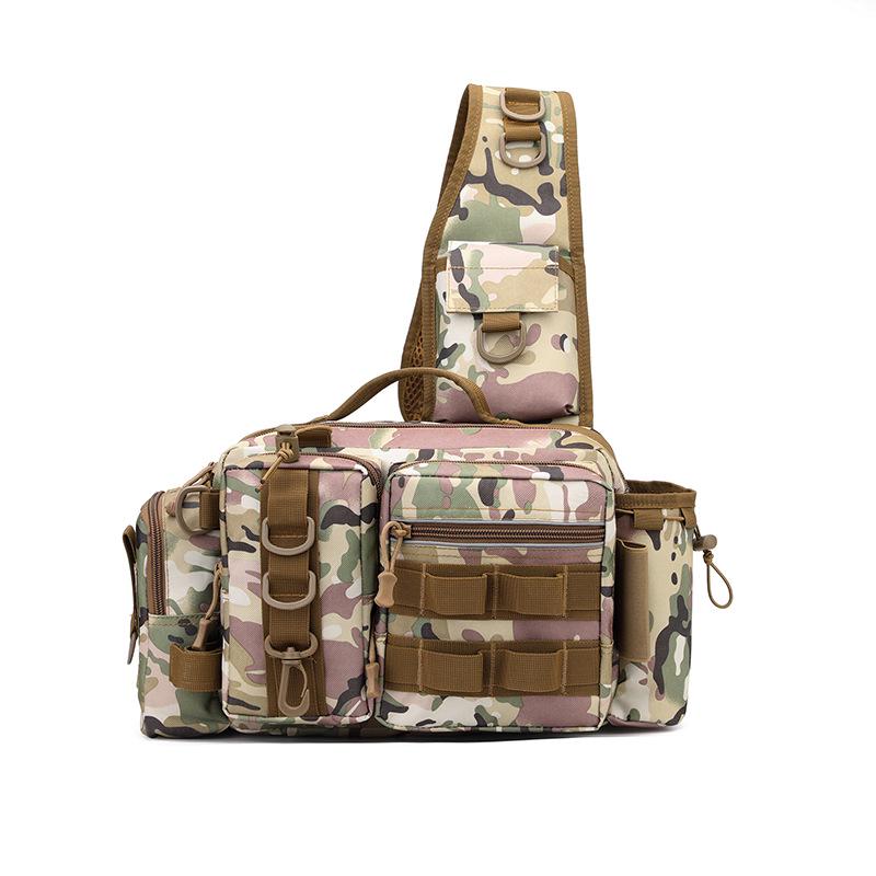 Men's Tactical Multi-Functional Fishing Waist Bag - Large Capacity, Waterproof, Single Rod Storage, Cross-Body Outdoor Backpack