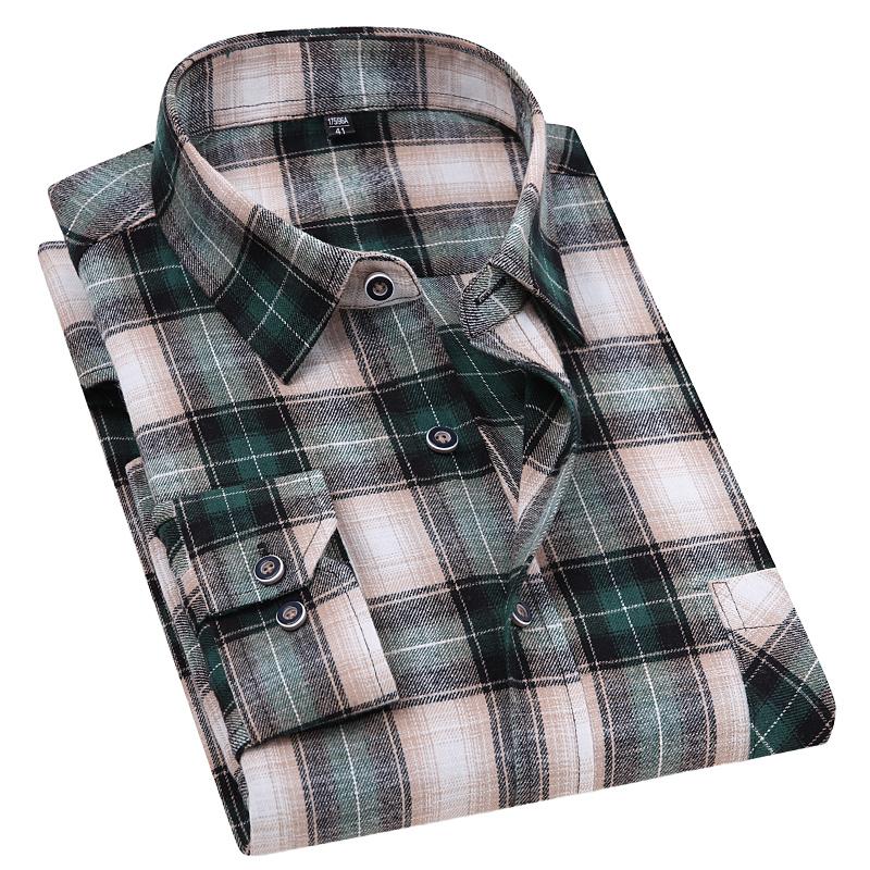 Talla 11XL 10XL 9XL Camisas de Franela a Cuadros de Moda Para Hombre Manga Larga Algodón Casual Suave Ajuste Estándar Camisa Blusa Ropa