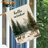 1pcs Winter Christmas, Pine Trees and Reindeer (2) - Flagdouble-sided Garden Flag Courtyard Decoration, Outdoor Decoration, Lawn Decoration, Flag Only