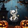 Halloween Resin Skeleton Swing Ornament - Animated Skeleton With Figure, Hanging Decor For Tree Wall Garden - Spooky Fun Festival Decor Prop